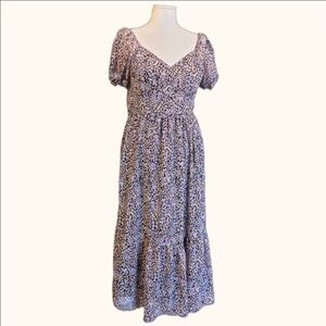 Floral Puff Sleeve Midi Dress